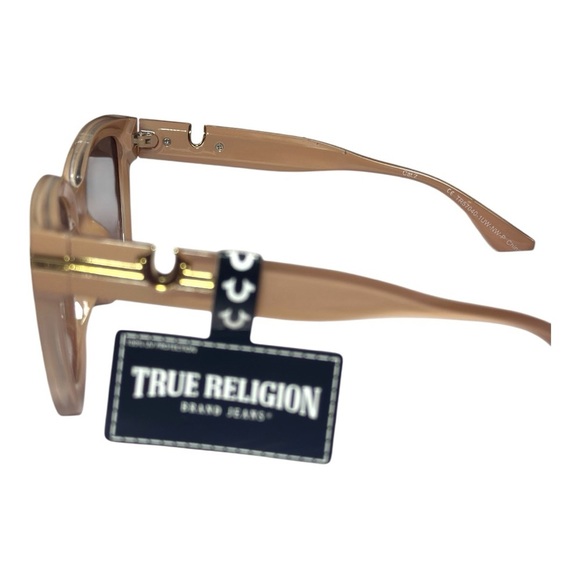True Religion Tan Cat-Eye Sunglasses with Angular Details - Picture 4 of 5